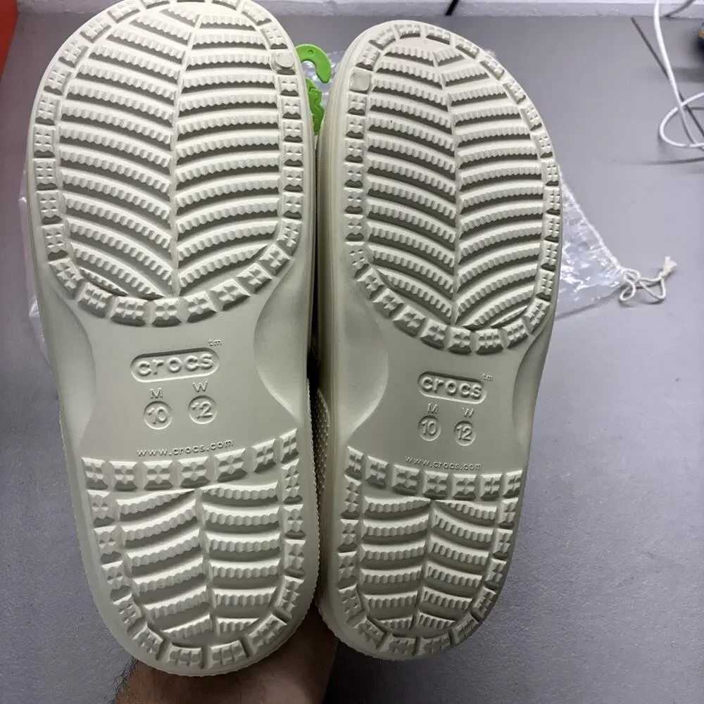 New Iconic Crocs Comfort Men 10 Women 12 Beige Off White Slides Unisex Bone